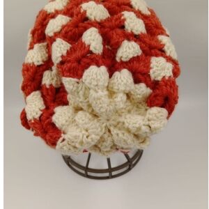 Red and Cream Crochet Beanie